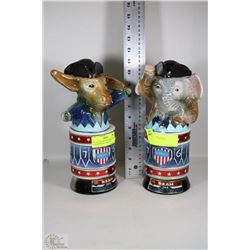 SET OF 2 BEAM 1976 REPUBLICAN AND DEMOCRAT LIQUOR