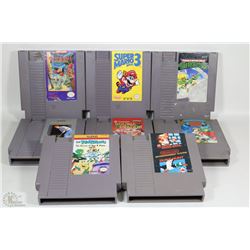 BOX W/8 VINTAGE NINTENDO GAMES INCL.