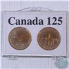 Image 1 : Canada 125th Anniversary 2-Coin Double Date & Parliament Loonies in Hard Plastic Case