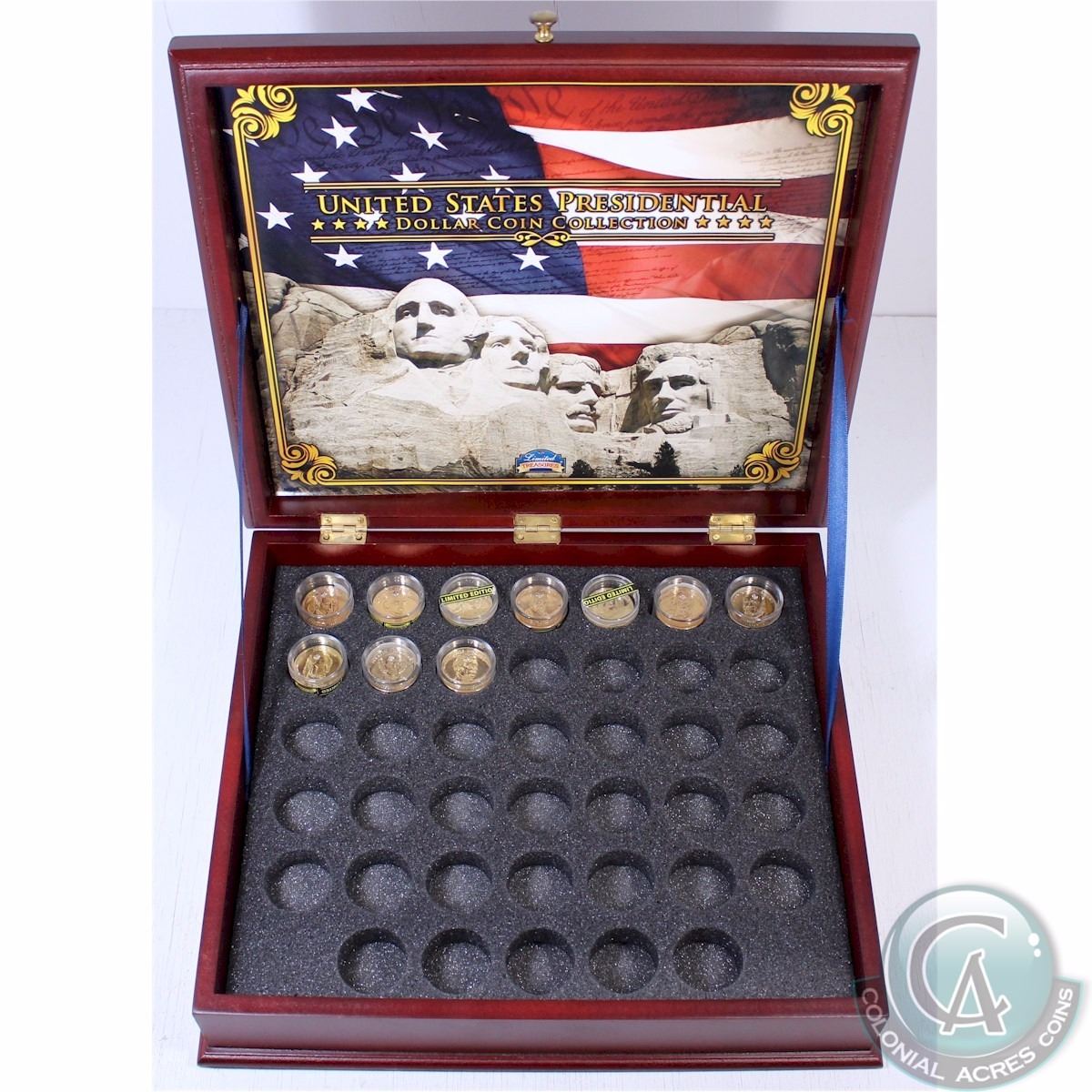 United States Presidential Dollar Coin Collection box. Beautiful