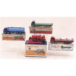 A Dinky Toys Blaw Knox Bulldozer, No 561, in red and black (vehicle good), together with a Covent...