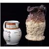 Image 1 : An English pearlware jug, dated 1807, of ovoid form, the neck decorated with a band of flowering...