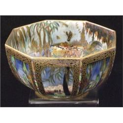 A Wedgwood Fairyland Lustre fruit bowl, pattern number 25/25 probably by Daisy Makig Jones, of oc...