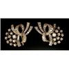 Image 1 : A pair of cluster ear-clips, in the form of floral sprays set with eight-cut and baguette cut dia...