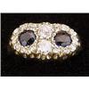Image 1 : An 18ct gold double cluster ring set with blue sapphires surrounded by diamonds, hallmarked Sheff...