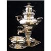 Image 1 : A Russian style coffee urn, dish and stand, circa 1900, of swollen baluster form with scrolling h...