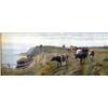 Image 1 : Fred Williamson. Cattle grazing on a cliff top and sheep grazing, a pair of watercolours, signed...