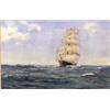 Image 1 : Charles MacConville. "On the Hign Seas", a clipper in full sail, watercolour, signed lower right,...