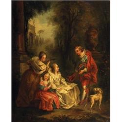 Attributed C.R. Leslie. "The music master", on canvas, attributed and titled, 56cm x 45cm, 22 inc...