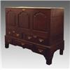 Image 1 : A late 18th Century oak Dowry chest, the triple plank, hinged top above a triple, ogee panelled f...