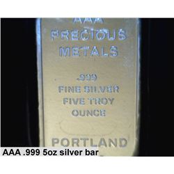 5oz .999 pure silver bar