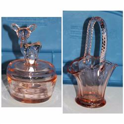 Pink Glass Pieces (2)