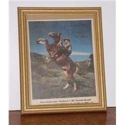 Gene Autry Framed, Signed Print