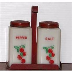 Choice Milk Glass Shakers on Stand