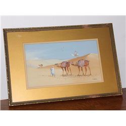 T. Weston camel and dessert scene painting