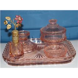 Pink Glass Dresser Set