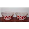 Image 1 : Lot Red Dot Milk Glass Bowls