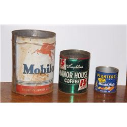 Mobiloil, Manor house, planters tins