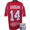 Image 1 : Steve Grogan Signed New England Patriots TB Red Prostyle Jersey '85 AFC Champs W/ Embroidered Stats