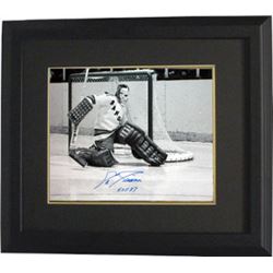 Eddie Giacomin Signed New York Rangers 16X20 B&W Photo Custom Framed HOF 87