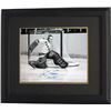 Image 1 : Eddie Giacomin Signed New York Rangers 16X20 B&W Photo Custom Framed HOF 87
