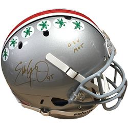 Eddie George Signed Ohio State Buckeyes Full Size Schutt Replica Helmet OSU 1995 (Heisman)- Steiner 