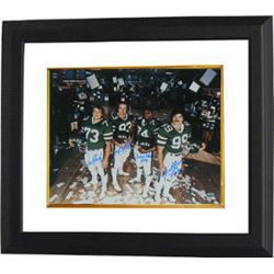 Marty Lyons Signed New York Jets Sack Exchange 16X20 Photo Custom Framed W/ 4 Signatures- Steiner Ho