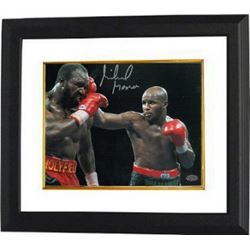 Michael Moorer Signed Boxing 8X10 Photo Custom Framed Vs Evander Holyfield (Heavyweight Champion)