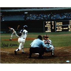 Hank Aaron Signed Atlanta Braves 16X20 Photo (Color Swing Vs Astros)- Steiner Hologram