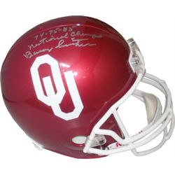 Barry Switzer Signed Oklahoma Sooners Full Size Riddell Replica TB Helmet 74-75-85 National Champs