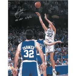 Christian Laettner Signed Duke Blue Devils Vertical 16X20 Photo Dual The Shot & 3/28/92 Vs Kentucky 