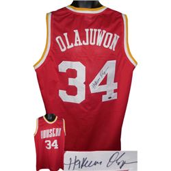 Hakeem Olajuwon Signed Houston Rockets Red TB Prostyle Jersey