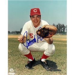 Johnny Bench Signed Cincinnati Reds 8X10 Photo (Catch Pose)