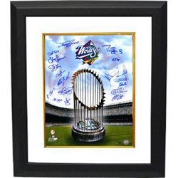 Mike Stanton Signed New York Yankees 16X20 Photo Custom Framed 1998 World Series Champions Logo And 