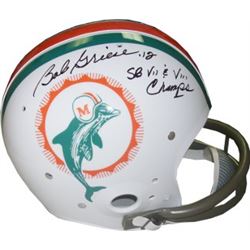 Bob Griese Signed Miami Dolphins TK Riddell Throwback Suspension Helmet SBVII & SBVIII Champs