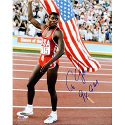 Carl Lewis Signed Team USA 16X20 Flag Photo 9 X GM- Tri-Star Hologram