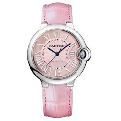 Cartier  Ballon Bleu 36Mm Pink Leather Automatic  Women Watch