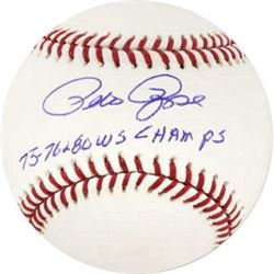 Pete Rose Signed Official Major League Baseball 75 76 80 WS Champs (Reds/Phillies)