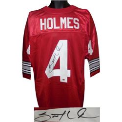 Santonio Holmes Signed Ohio State Buckeyes Red Custom Jersey (Signed Up 4)- Holmes Hologram