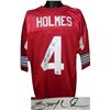 Image 1 : Santonio Holmes Signed Ohio State Buckeyes Red Custom Jersey (Signed Up 4)- Holmes Hologram