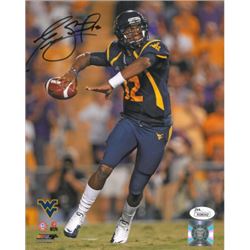 Geno Smith Signed West Virginia Mountaineers 8X10 Photo (Navy Jersey)- JSA Hologram