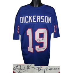 Eric Dickerson Signed Southern Methodist Mustangs TB Blue Custom Jersey Pony Express- JSA Hologram