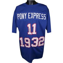 Eric Dickerson Signed Southern Methodist Mustangs Pony Express Blue Custom Jersey W/ Craig James & L