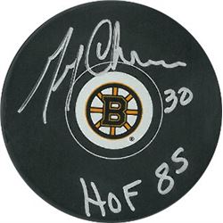 Gerry Cheevers Boston Bruins Hockey Puck HOF 85 HOF 85