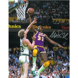 Magic Johnson Signed Los Angeles Lakers 16X20 Photo Vs Larry Bird