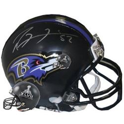Ray Lewis Signed Baltimore Ravens Super Bowl XLVII/Baltimore Ravens Riddell Mini Helmet (Right Sig-S