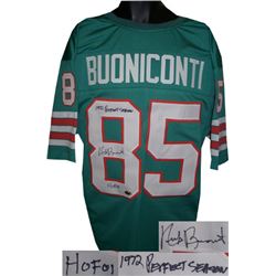 Nick Buoniconti Signed Miami Dolphins Teal TB Prostyle Jersey Dual HOF 01 & 1972 Perfect Season
