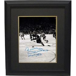 Bobby Hull Signed Chicago Blackhawks Vintage B&W 8X10 Photo Custom Framed HOF 1983 Custom Framed