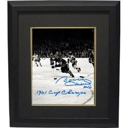 Bobby Hull Signed Chicago Blackhawks Vintage B&W 8X10 Photo Custom Framed 1961 Cup Champs