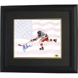 Mike Eruzione Signed 1980 Team USA Olympic Hockey 16X20 Photo Custom Framed W/ Flag- Game Winning Go